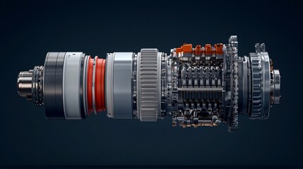 Jet engine cross-section illustrating hybrid SAF combustion with lower emissions cloud.