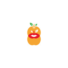Kiss apple lips shape logo illustration.