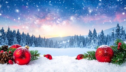 Christmas decoration and snow falling for celebration , new year , winter , holidays concept background holiday