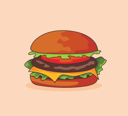 Hamburger illustration on Solid background