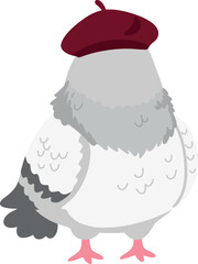 Cartoon Pigeon Wearing a Red Beret