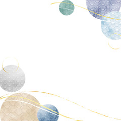青海波 japanese wave circle pattern /Seigaiha Minimal Water color 