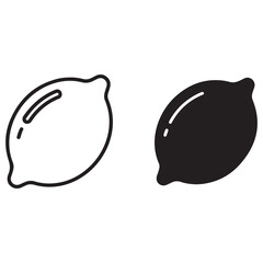 Stylized Lemon Outline and Solid Graphic Icons