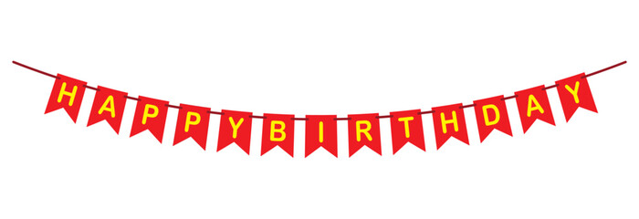 Birthday party garland decoration with happy birthday words isolated on white background. © Ankita