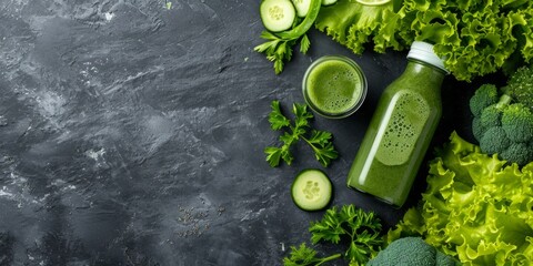 Antioxidant natural fresh green drink, beneficial vitamins and health.