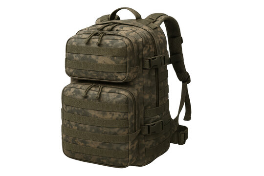 Tactical military backpack with digital camouflage pattern, offering durability and ample storage for outdoor adventures