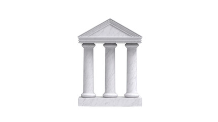 Naklejka premium Classical marble building with three columns and triangular pediment, symbolizing ancient architecture, tradition, and stability, often used for government or financial institutions