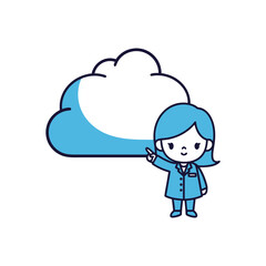 Cartoon doctor presenting cloud computing technology, isolated on