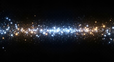 Celestial radiance shimmering particles dance in darkness