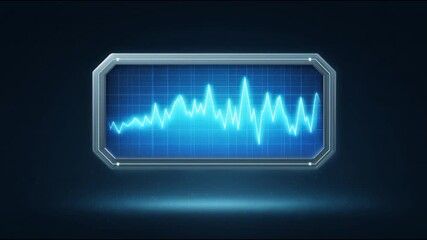 Futuristic interface with blue waveform and glowing graph for advanced data visualization digital screen, featuring HUD display and neon grid technology background with sci fi panel and analytics - Powered by Adobe