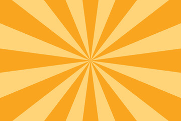 Orange stripes burst lines background. Sun ray light. Radiate sunlight. Vintage stripes halftone radial wallpaper for poster, banner.Circus background of spiral yellow orange rays vector. 