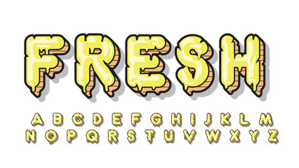 yellow dripping effect rounded cartoon typography
