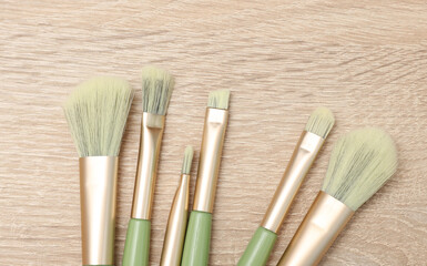 Fototapeta premium Set of makeup brushes on a table