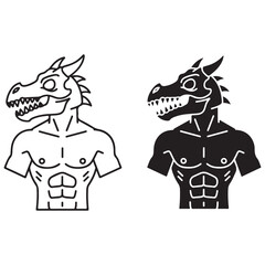 Stylized Dragon-Headed Humanoid Torso Illustration