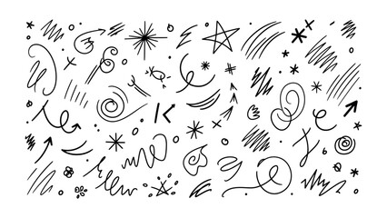 Abstract Doodle Elements: An assortment of abstract doodle elements creates a dynamic design, offering endless creative possibilities for illustrations and design projects.