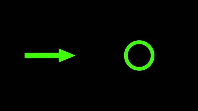Green Arrow and Circle Symbol on Black Background.