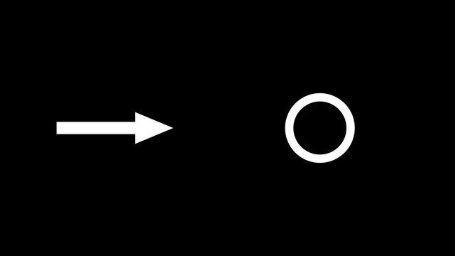 white Arrow and Circle Symbol on Black Background.