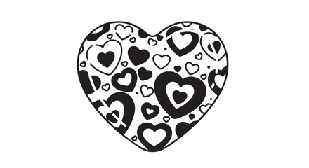 Monochrome Heart Pattern with Doodle Elements.