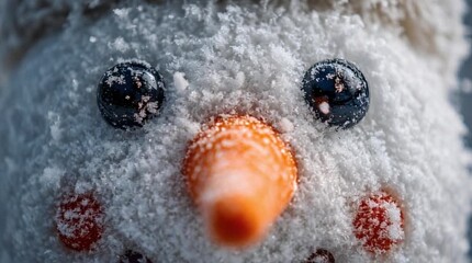 Snowy Snowman Face Close-Up