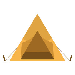 Golden Pyramid Tent or Tipi Minimalist Vector - Retro Camping and Glamping Illustration