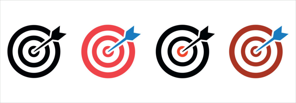 Hit your mark with these dynamic target icons, perfect for marketing, goals, and business strategy illustrations that demand attention and convey accuracy.
