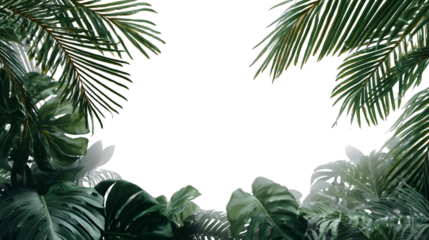 Dark tropical jungle frame with lush green foliage and copy space