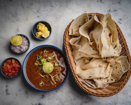 Authentic Nihari Served with Soft Rumali Roti