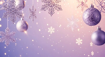 Sparkling christmas ornaments and snowflakes with bokeh lights