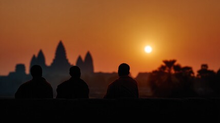 Fototapeta premium Asian monk in the sunset.