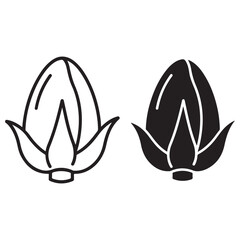 Cotton Boll Illustrations in Outline and Solid Styles