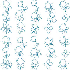 Rose line vector tattoos showcasing flowers with leafy details.