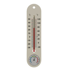 Thermometer showing temperature in Celsius and Fahrenheit for indoor and outdoor use in home or...