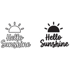 Hello Sunshine Script Typography with Sun Icon in Line Art and Solid Styles