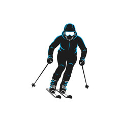Fototapeta premium Skier in motion navigating a slope in a dynamic silhouette style 