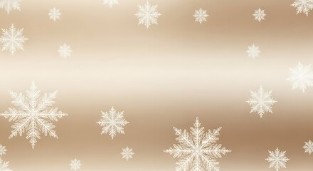 Soft focus golden background with delicate falling snowflakes