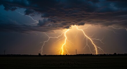 Lightning Strike Over Field