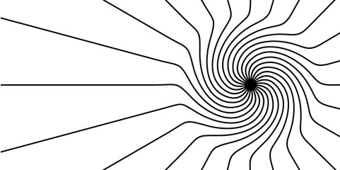 Black and White Hypnotic Spiral Radial Lines Background for Comic and Pop Art Design