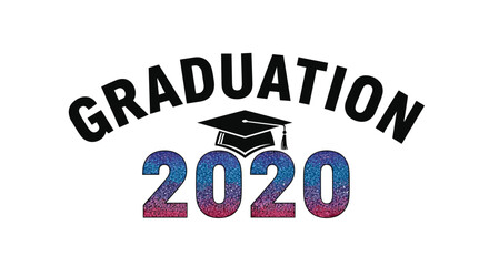 Graduation 2020 with academic cap and glitter numbers.