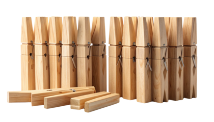 Two 3D wooden peg variations bundle isolated on transparent background