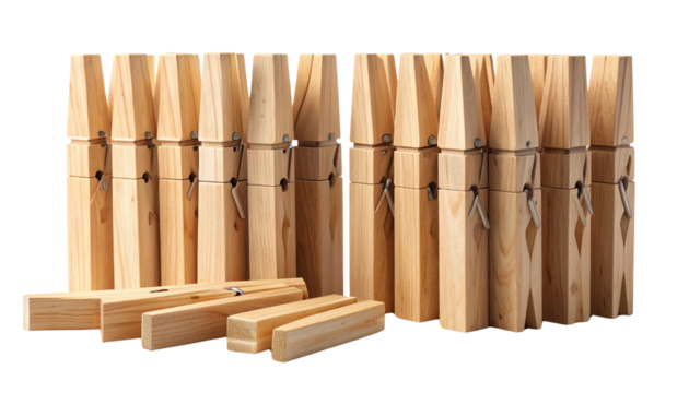 Two 3D wooden peg variations bundle isolated on transparent background