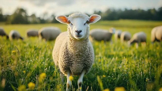  cute sheep eating at a farm video