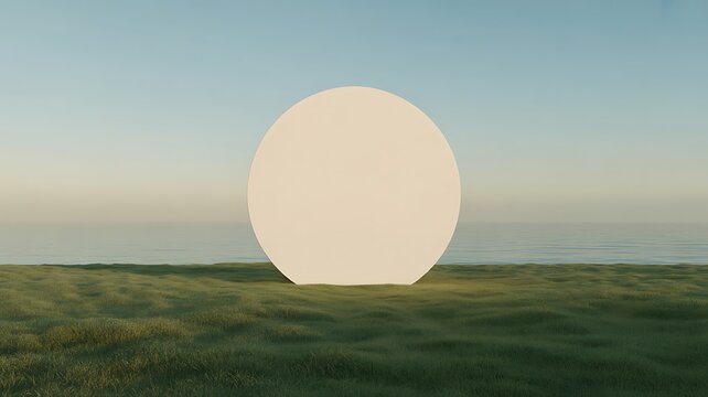 Mysterious glowing orb hovering over a grassy field at sunrise