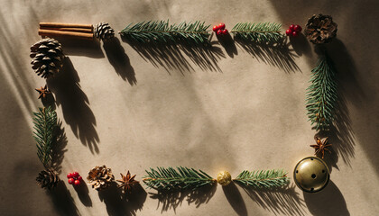 Rustic Christmas Frame with Natural Holiday Elements