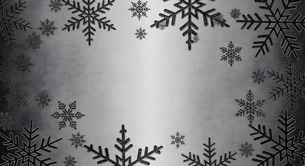Brushed metal background with black snowflake frame