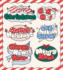 Christmas and Year-End Text Bubble Illustration Set