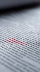 Fototapeta premium Legal document paragraph contract clause highlight focus macro paper text detail