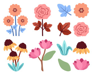 Floral vector set with various flower and leaf doodle collection. Perfect for invitation, pattern, journaling, planner, greeting card, and decorative projects.