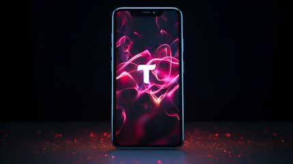 Red, black abstract displays on smartphone with sparkles. Use as a digital product mockup, app presentation, website or social media banner.