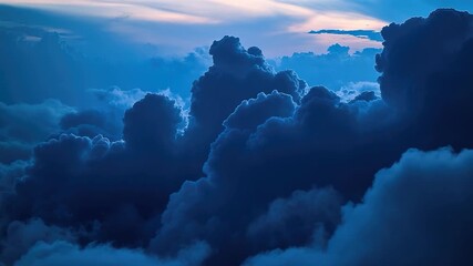 Video Aircraft soaring through a clear blue sky with clouds, ideal for travel or adventure themes