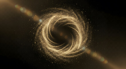 Gold glitter particle vortex ring on black